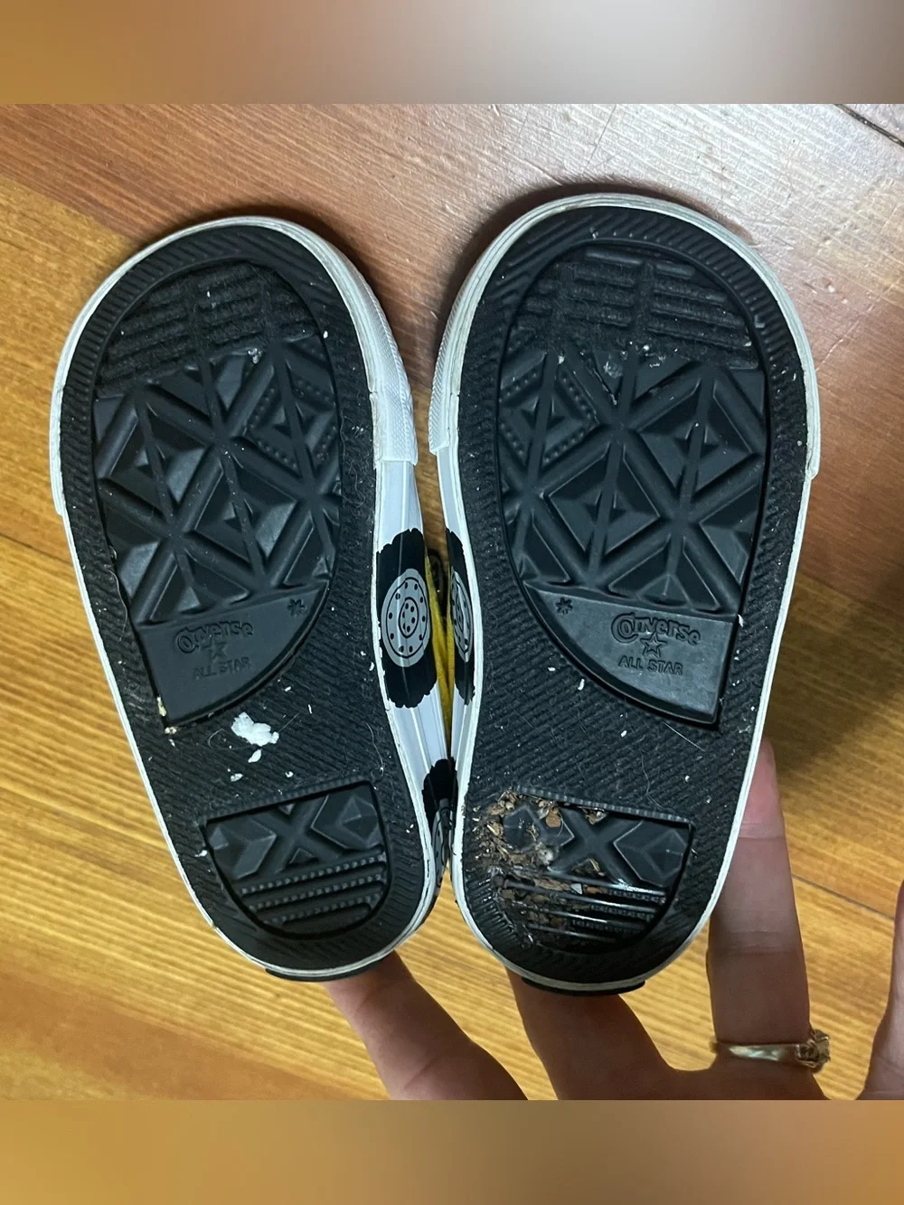 Converse Toddler Yellow Construction Truck Sneakers with Black Striped Velcro 5